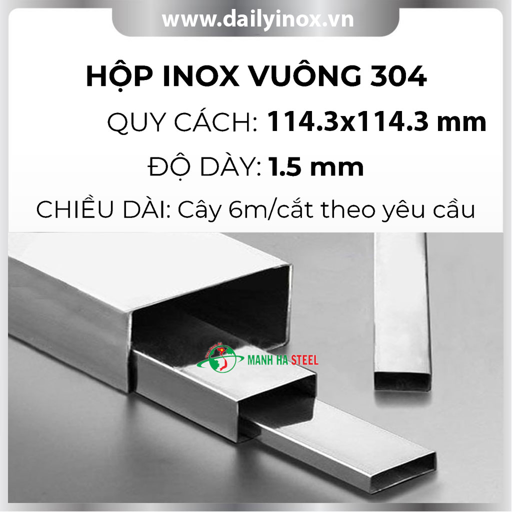 Hộp inox vuông trang trí 114.3x114.3
