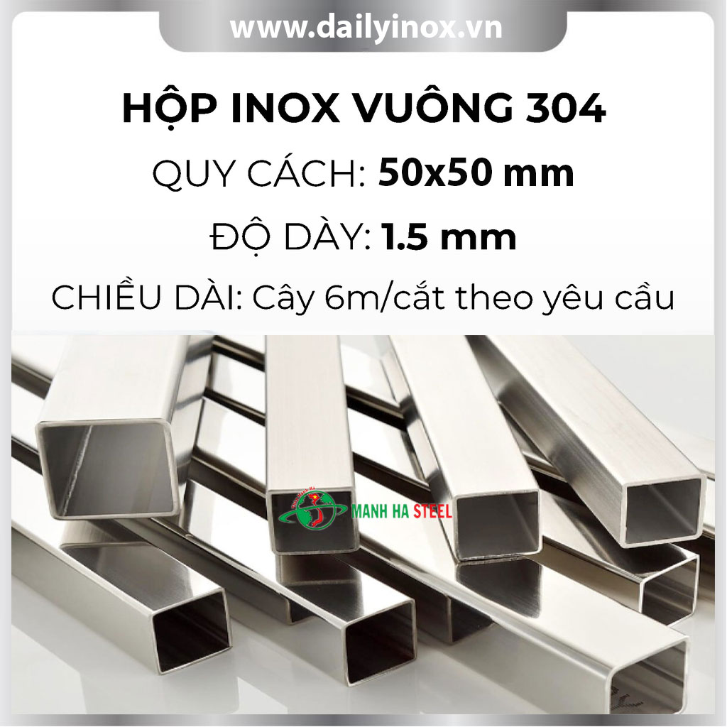 Hộp inox vuông trang trí 50x50