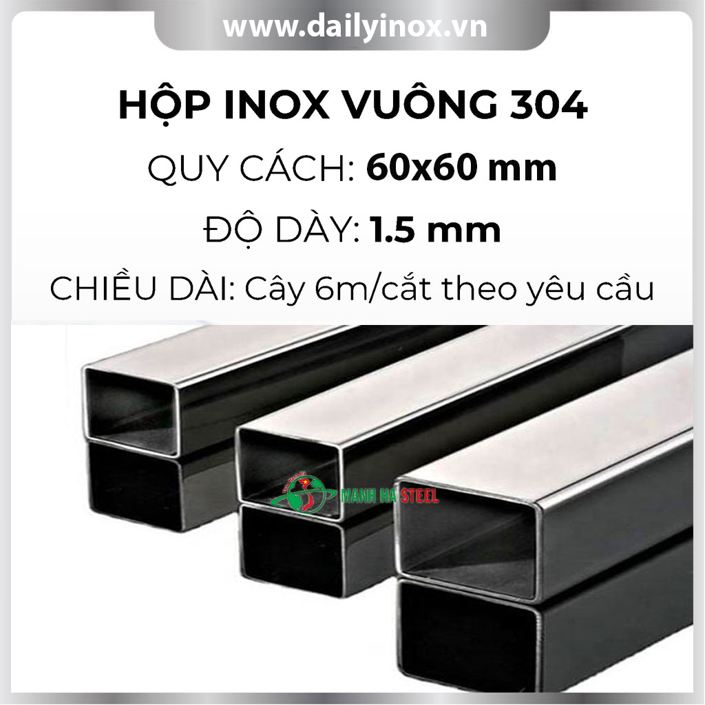 Hộp inox vuông trang trí 60x60