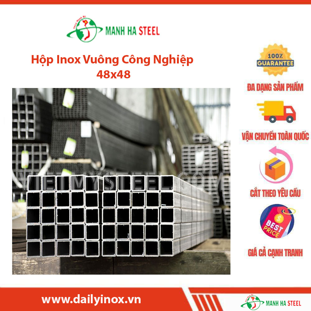 Hộp Inox Vuông Trung Quốc 48x48 - Đại lý Inox Tôn Thép Mạnh Hà