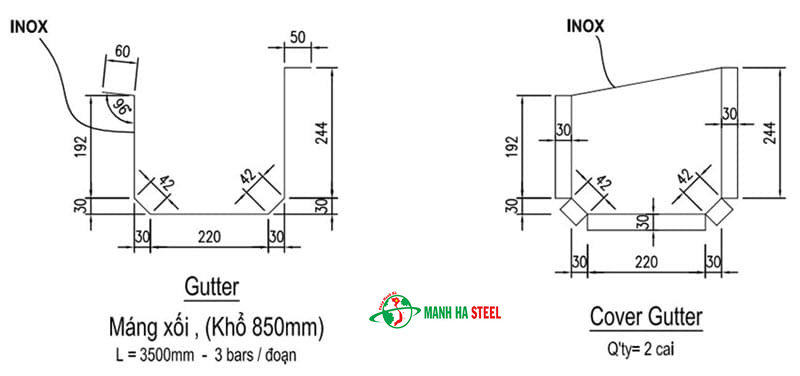 Bảng báo giá máng inox 304