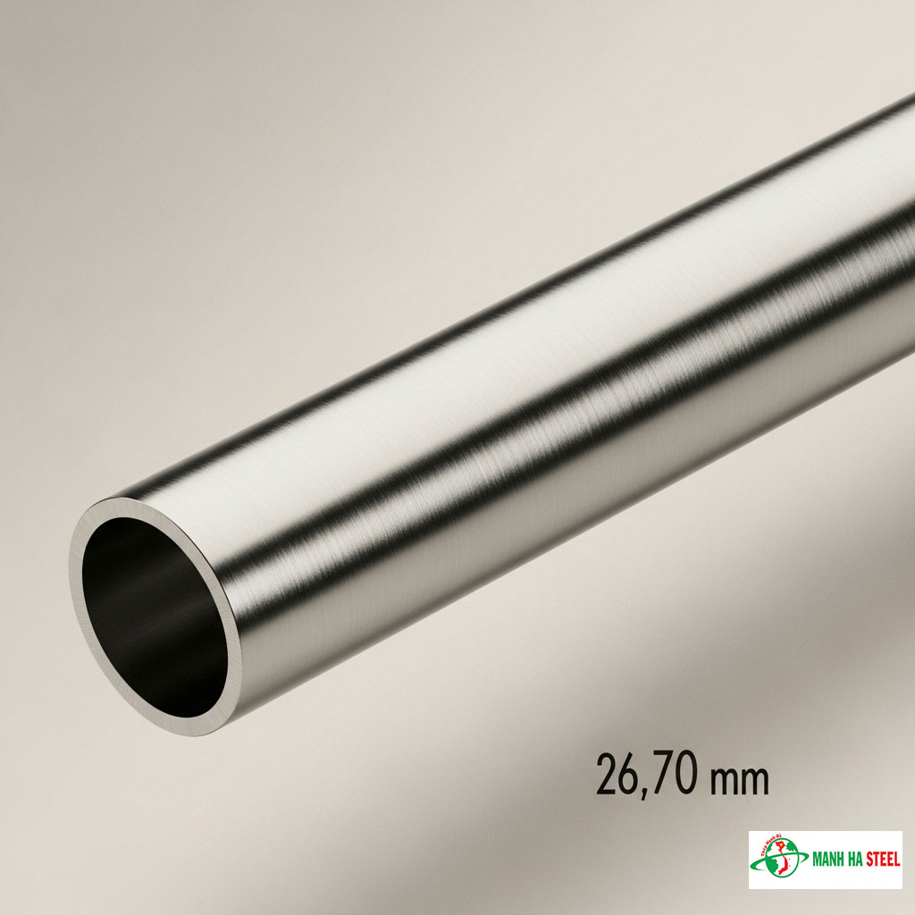 Ống inox trang trí 26.70 mm, Ống thép inox trang trí 26.70 mm (phi 26.70)