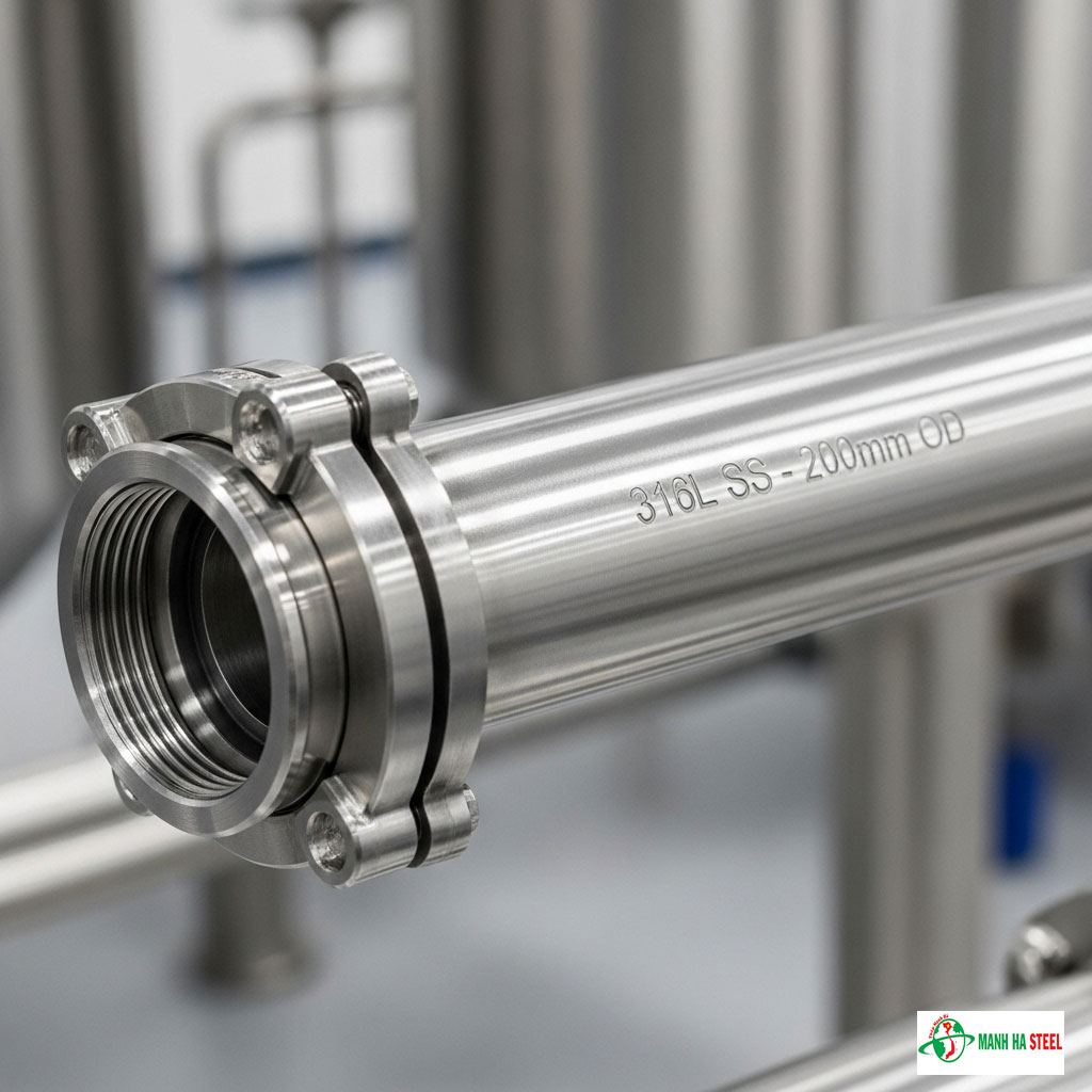 Ống inox vi sinh 200 mm, Ống thép inox vi sinh 200 mm