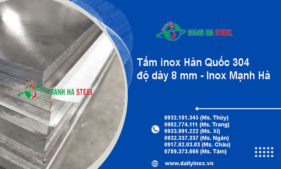 Tấm inox Hàn Quốc 304 dày 8mm