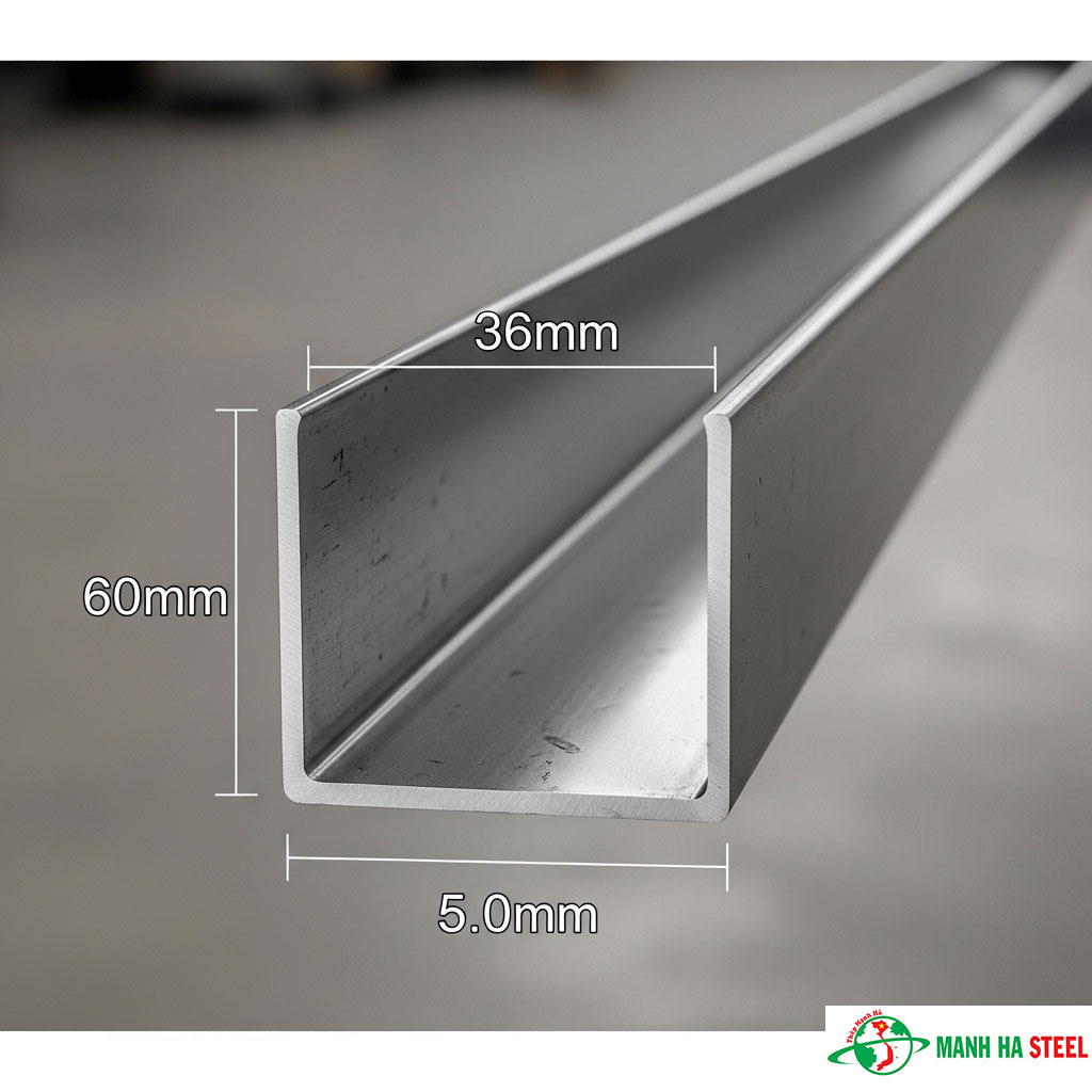 U đúc inox 304UD (60x36x5.0x6m) (kèm theo: 201, 316,  403, 430, 410, 310, 420)