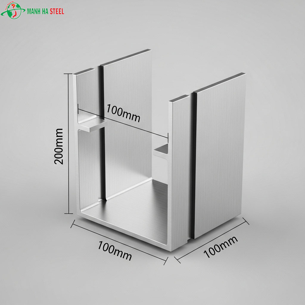 U inox dập chấn 100x200x100mm