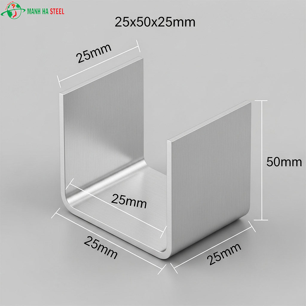 U inox dập chấn 25x50x25mm