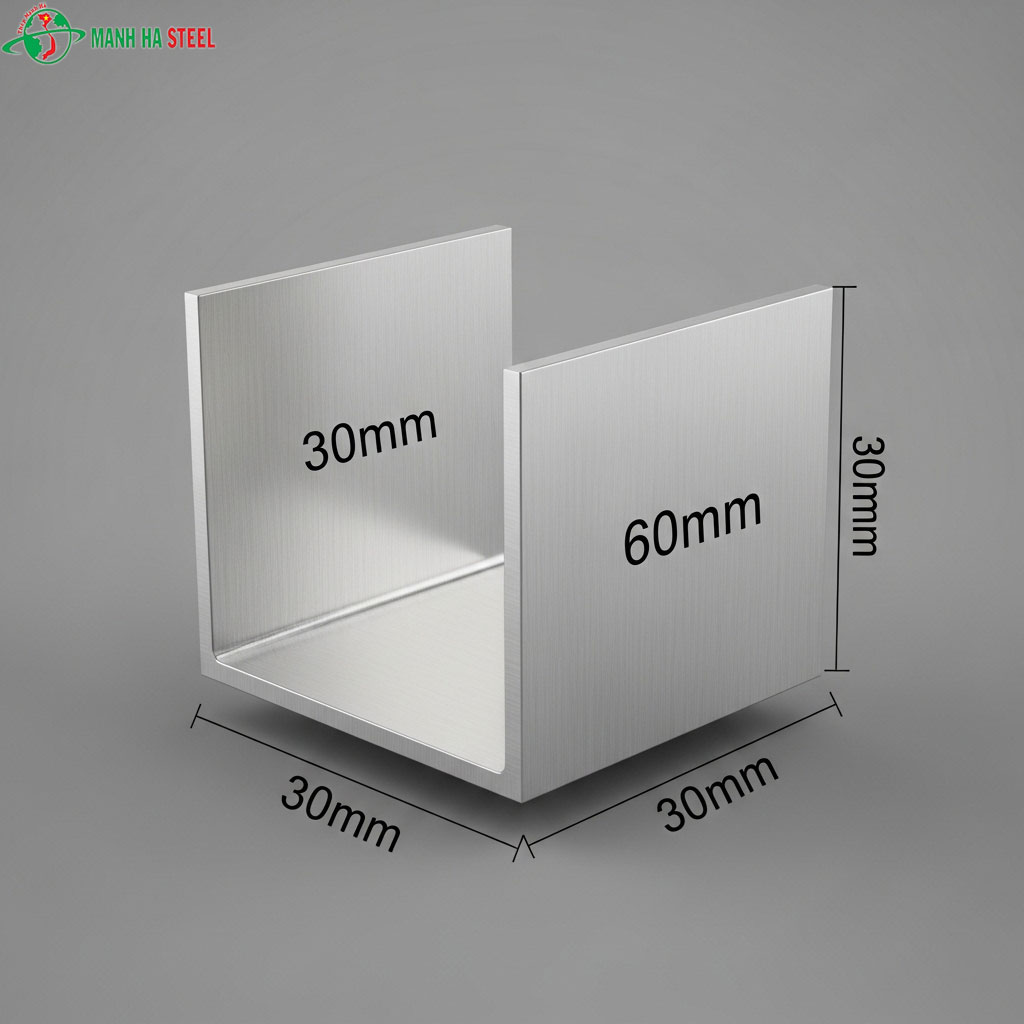 U inox dập chấn 30x60x30mm