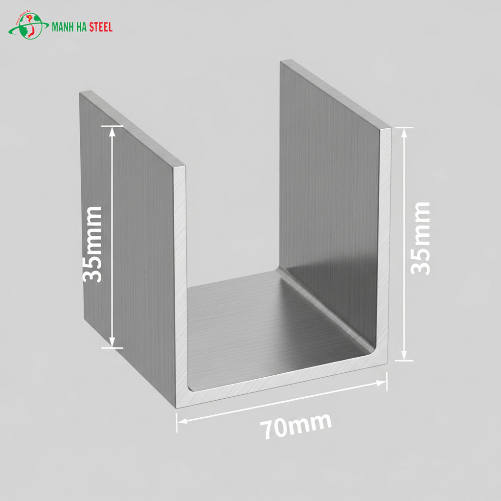 U inox dập chấn 35x70x35mm