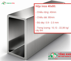 Hộp inox chữ nhật trang trí 40x80