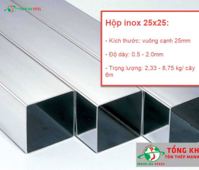 Hộp inox vuông trang trí 25x25