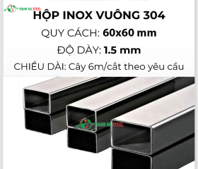 Hộp inox vuông trang trí 60x60